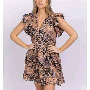 New Ulla Johnson Lina Dyed Flutter Mini Dress Size P Sleeveless Drawstring Flare